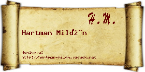 Hartman Milán névjegykártya